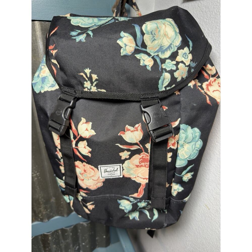 Herschel Supply Co. Iona Backpack Bag Pastel Petals Floral Print Black Pink